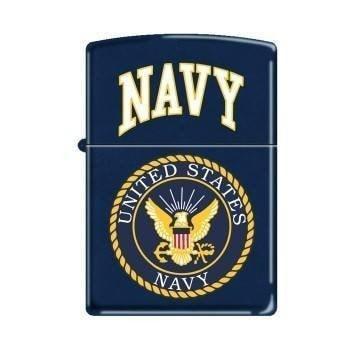 Zippo Lighter - Navy Logo Navy Matte - Lighter USA