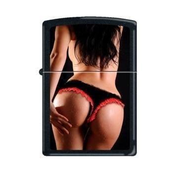 Zippo Lighter - View From Behind Black & Red Black Matte - Lighter USA