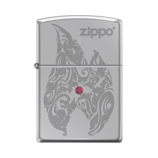 Zippo Lighter - Flame w/ Red Swarovski Crystal High Polish Chrome - Lighter USA