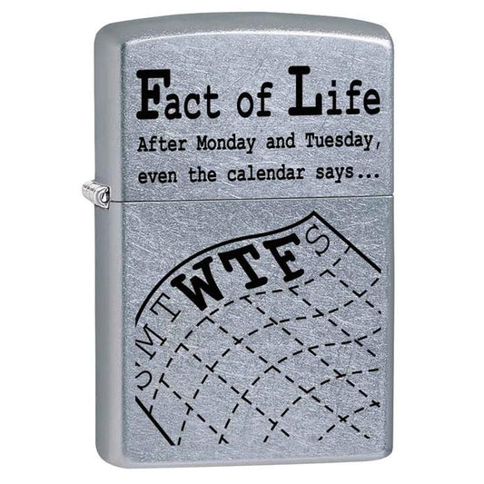 Zippo Lighter - WTF Fact of Life Street Chrome - Lighter USA