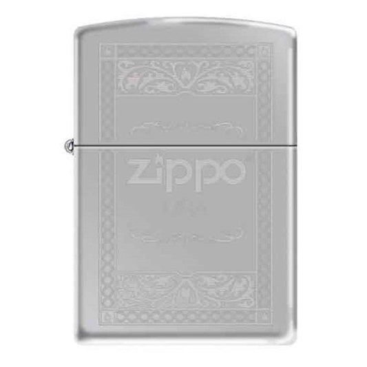 Zippo Lighter - Logo Fancy High Polish Chrome - Lighter USA