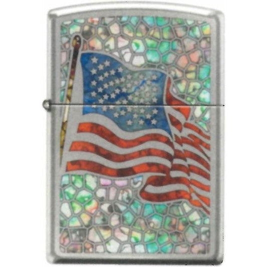 Zippo Lighter - American Flag Fuzion Hi Polished Chrome - Lighter USA