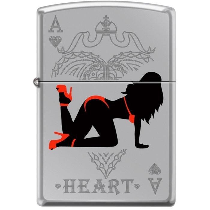 Zippo Lighter - Ace of Hearts Hi Polished Chrome - Lighter USA