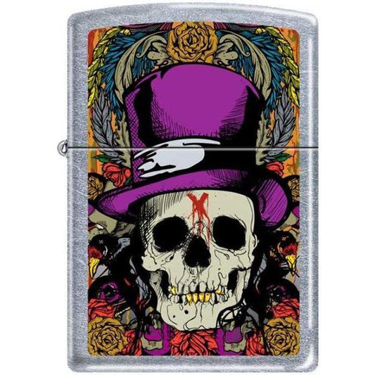 Zippo Lighter - Skull With Top Hat Street Chrome - Lighter USA