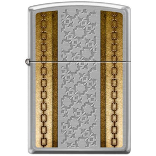 Zippo Lighter - Chains With Deep Etching Brushed Chrome - Lighter USA