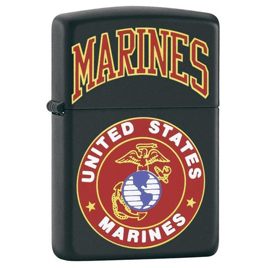 Zippo Lighter - Marines With Logo Black Matte - Lighter USA