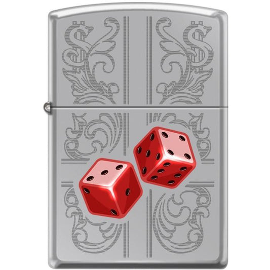 Zippo Lighter - Dazzling Dice In Red High Polished Chrome - Lighter USA