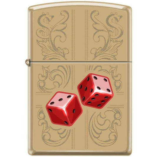 Zippo Lighter - Dazzling Dice In Red High Polish Brass - Lighter USA