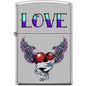 Zippo Lighter - Tattoo Heart Satin Chrome - Lighter USA