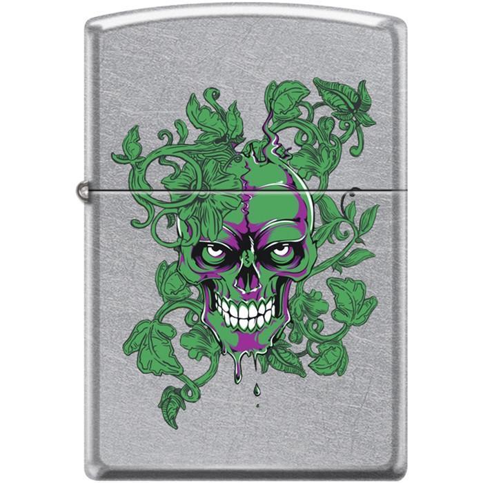 Zippo Lighter - Peeking/Laughing Skull Street Chrome - Lighter USA