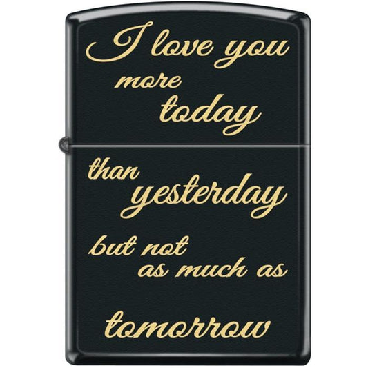 Zippo Lighter - I Love You More Today Black Matte - Lighter USA