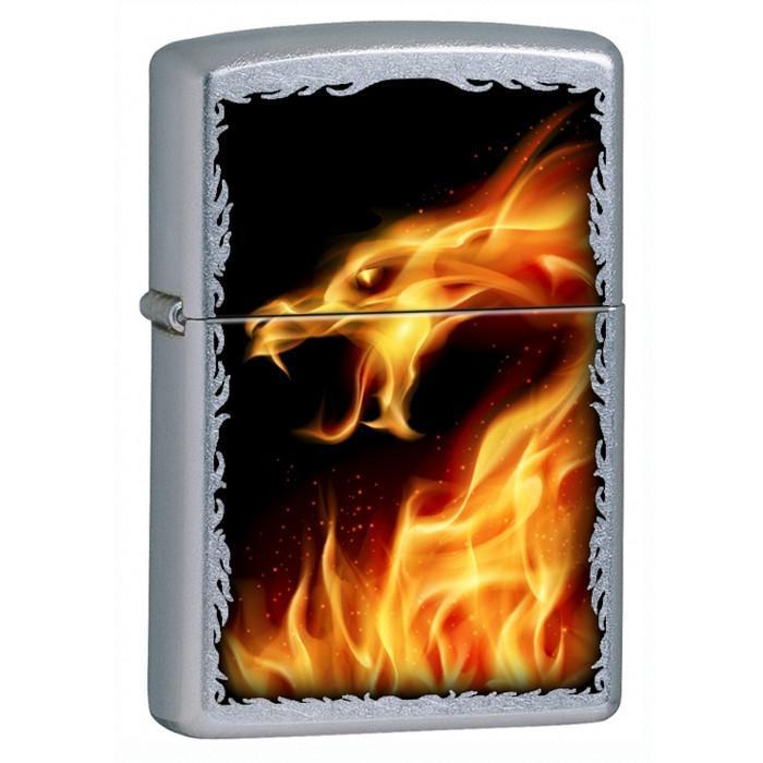 Zippo Lighter - Fire Dragon Street Chrome - Lighter USA