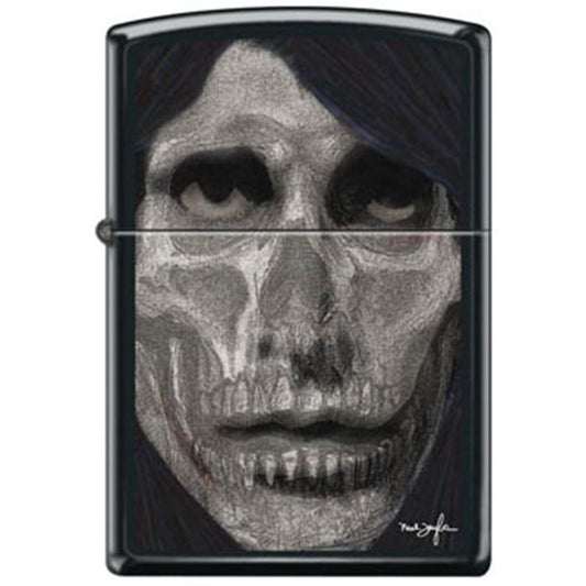 Zippo Lighter - Neal Taylor Skull Face Black Matte - Lighter USA