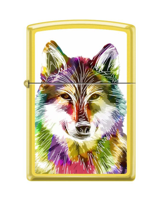 Zippo Lighter -Neon Multi-Color Wolf - Lighter USA