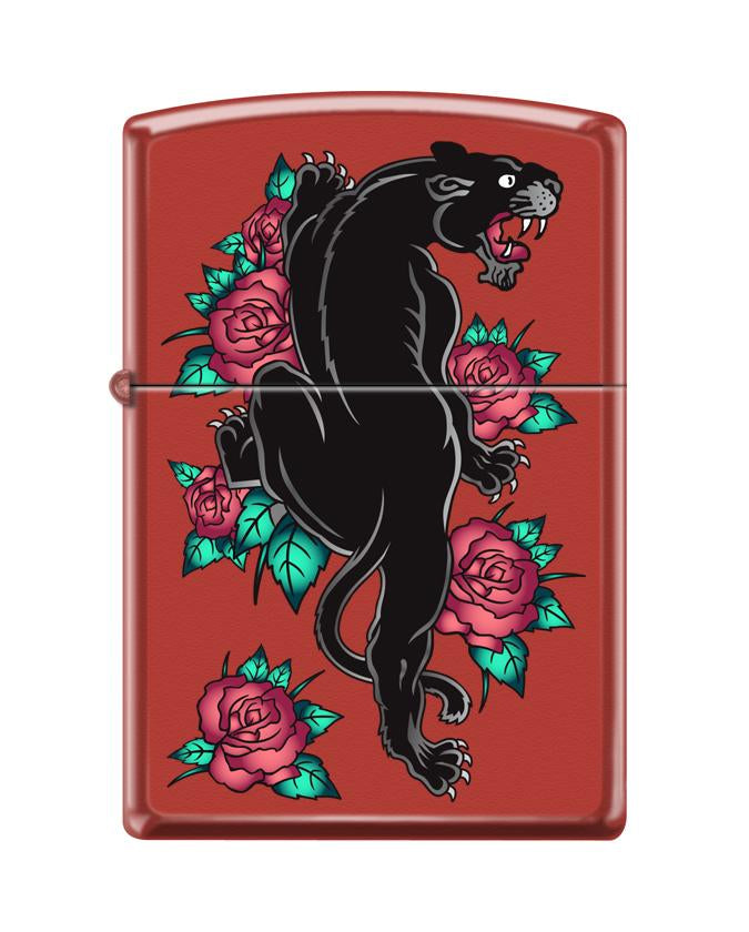 Zippo Lighter - Panther w/ Roses - Lighter USA