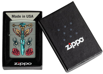 Zippo Lighter - Gothic Dagger on Classic Sage Zippo Lighter - Gothic Dagger on Classic Sage Zippo - Lighter USA