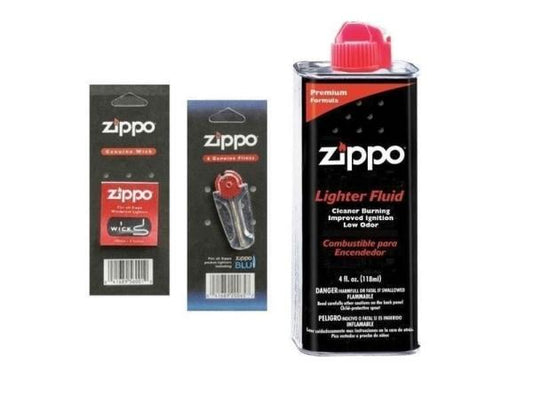 Zippo Combo Pack - 4 oz Fluid + 1 Wick + 1 Pack Flint - Lighter USA