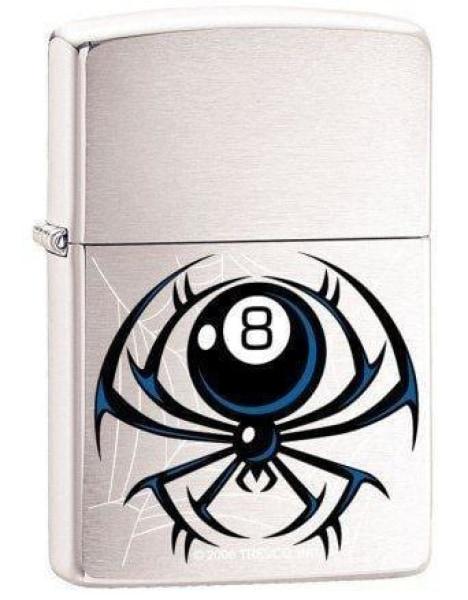 Zippo Lighter - 8-Ball Spider Brush Chrome - Lighter USA