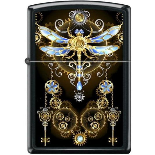 Zippo Lighter - Dragonfly Steampunk Black Matte - Lighter USA