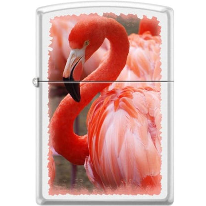 Zippo Lighter - Flamingo White Matte - Lighter USA