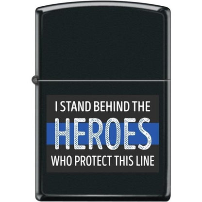 Zippo Lighter - I Stand Behind the Heroes Black Matte - Lighter USA