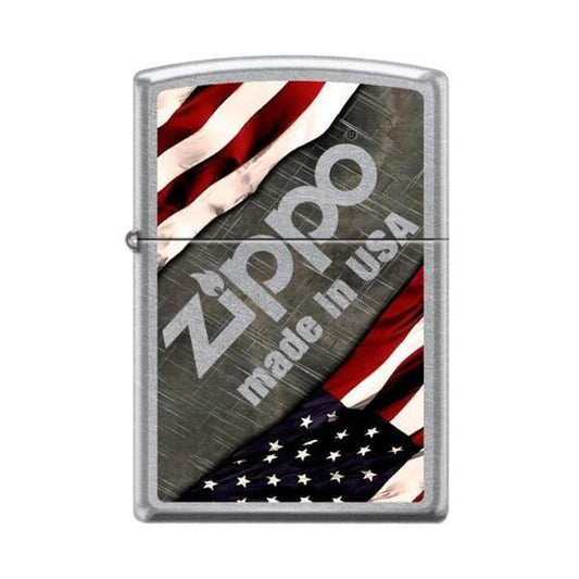 Zippo Lighter - Made In USA Logo Street Chrome - Lighter USA