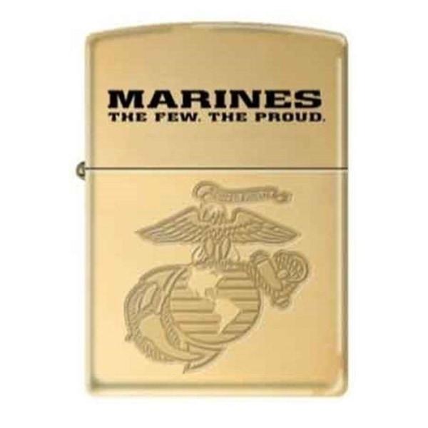 Zippo Lighter - Marine Corps Armor Heavy Walled High Polish Sold Brass - Lighter USA
