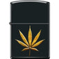 Zippo Lighter - Pot Leaf in Gold Black Matte - Lighter USA