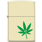 Zippo Lighter - Pot Leaf - Smiley Face Pipe Lighter Creme Matte - Lighter USA