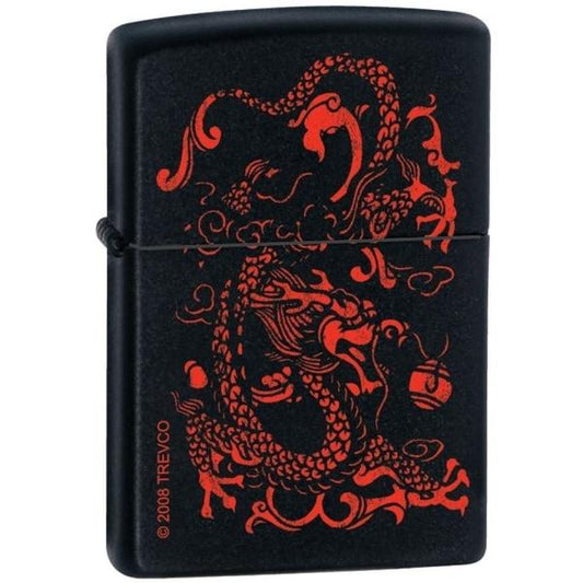 Zippo Lighter - Red Dragon Black Matte - Lighter USA