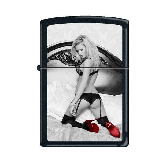 Zippo Lighter - Red Shoes On Bed Black Matte - Lighter USA
