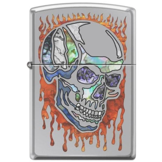 Zippo Lighter - Skull Fusion High Polish Chrome - Lighter USA