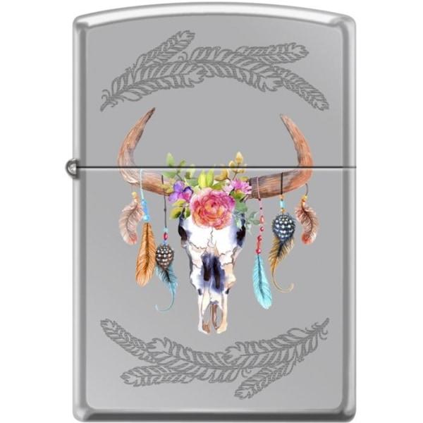 Zippo Lighter - Steer Skull High Polished Chrome - Lighter USA