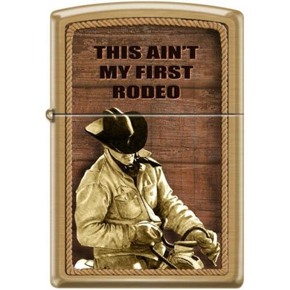 Zippo Lighter - This Ain't My First Rodeo Brushed Brass - Lighter USA