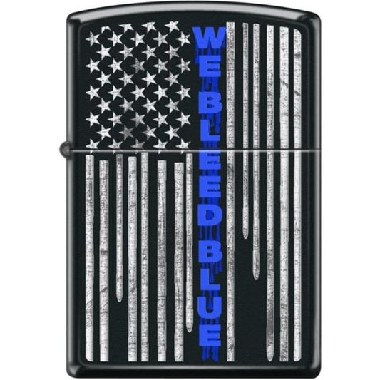 Zippo Lighter - We Bleed Blue Black Matte - Lighter USA