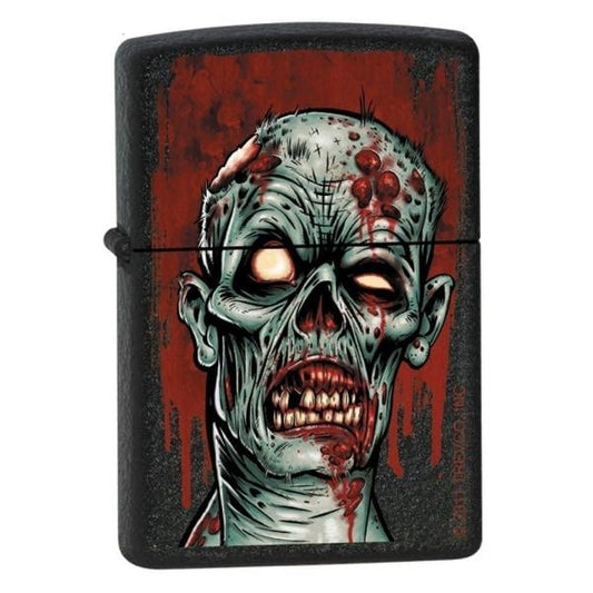 Zippo Lighter - Zombie Head Black Crackle - Lighter USA