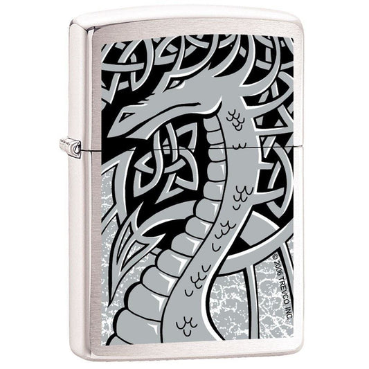 Zippo Lighter - Silver Dragon Brushed Chrome - Lighter USA